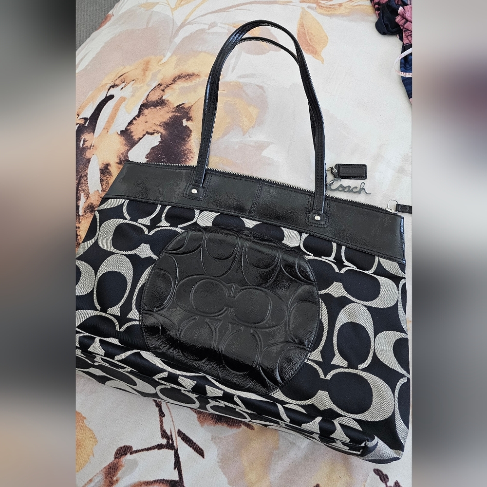 Coach Black and Gray Signature Totes